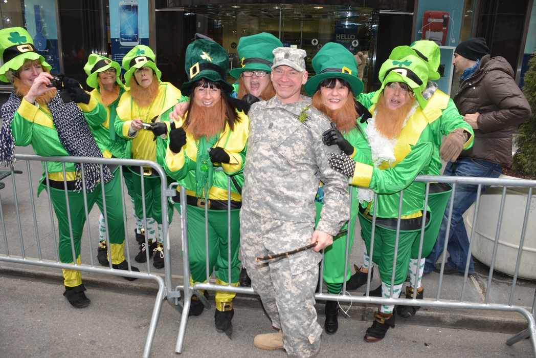 People celebrating St Patrick's Day in New York