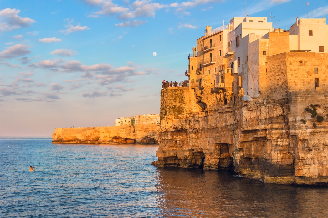 Sunset at the busy Polignano a Mare