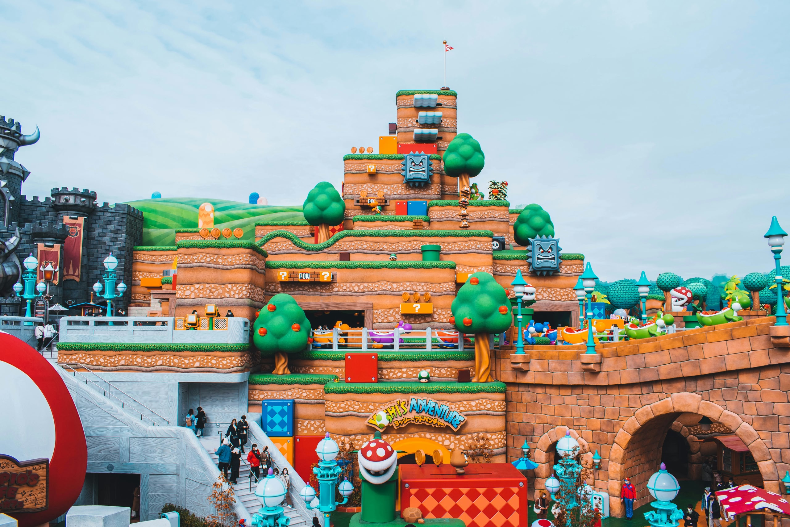 A cartoon-like attraction called Yoshi's Adventure at Super Nintendo World at Universal Studios in Japan.