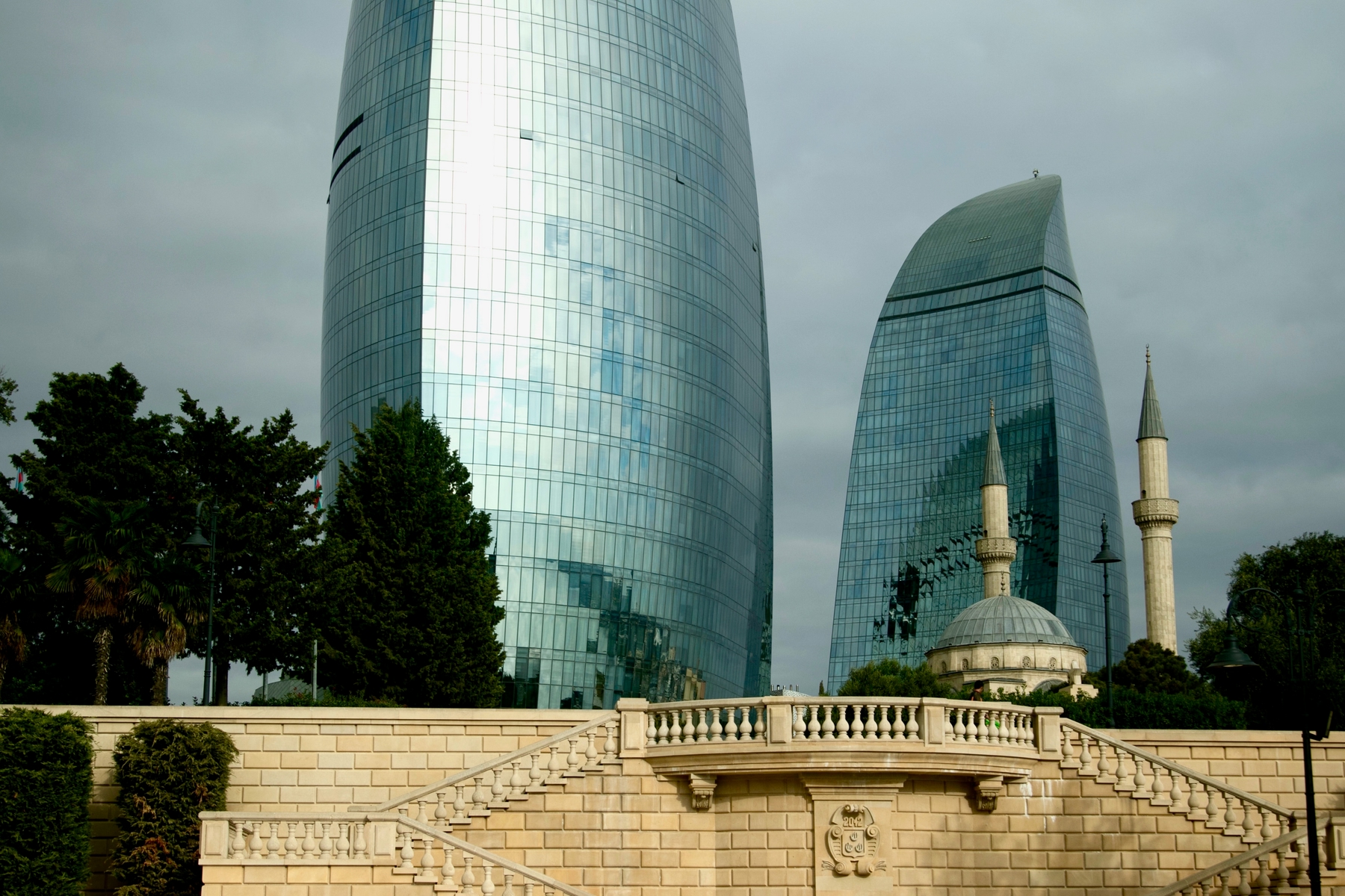 The Flame Towers and skyline in Baku