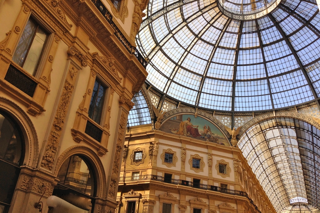 The glass-domed Galleria Vittorio Emanuele II arcade, Milan
