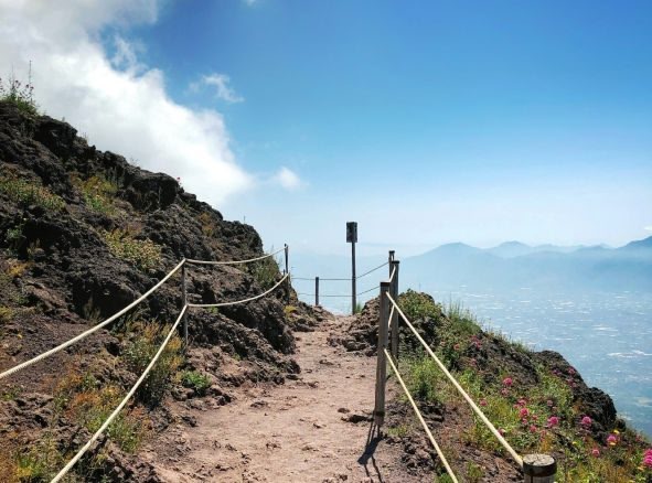 An image of empty footpath in a natural landscape