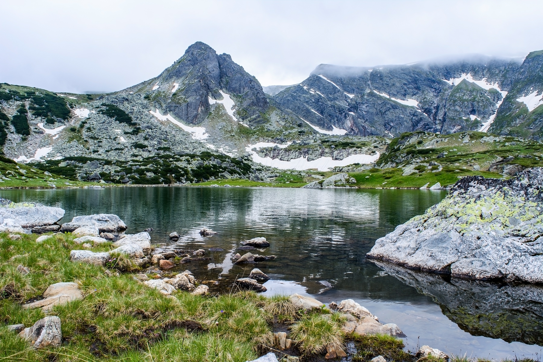 mountain lake in Rila mountain region in Bulgaria
