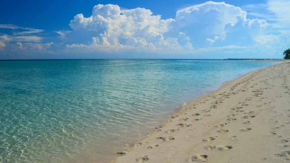 mare azzurro e spiaggia sabbiosa