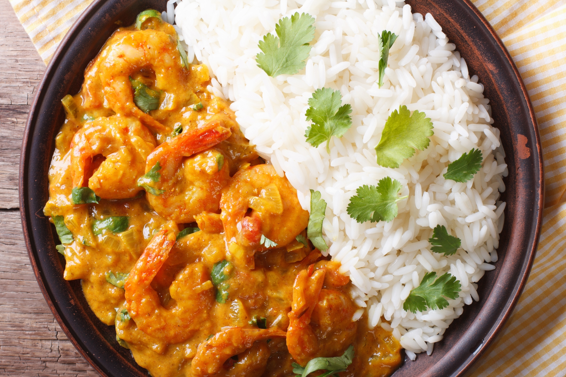 bowl of shrimp curry with rice