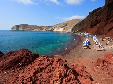 An image with the view of the Red Beach of Santorini