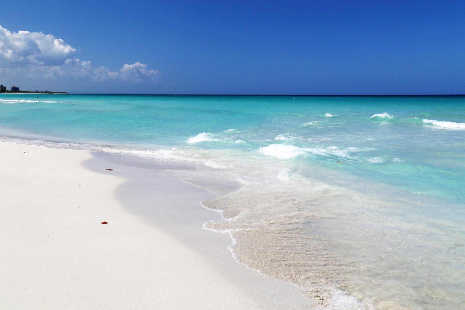 The endless beach in Varadero, Cuba is hot in January