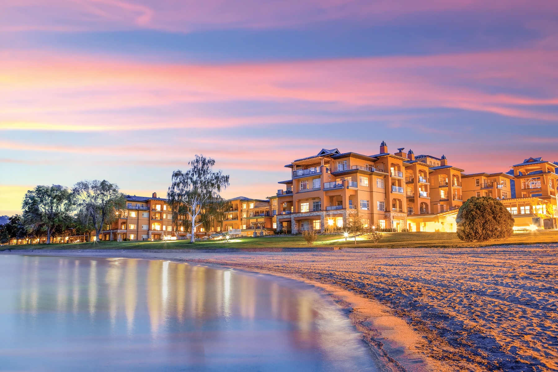 Sunset at Watermark Hotel, a popular BC beach resort