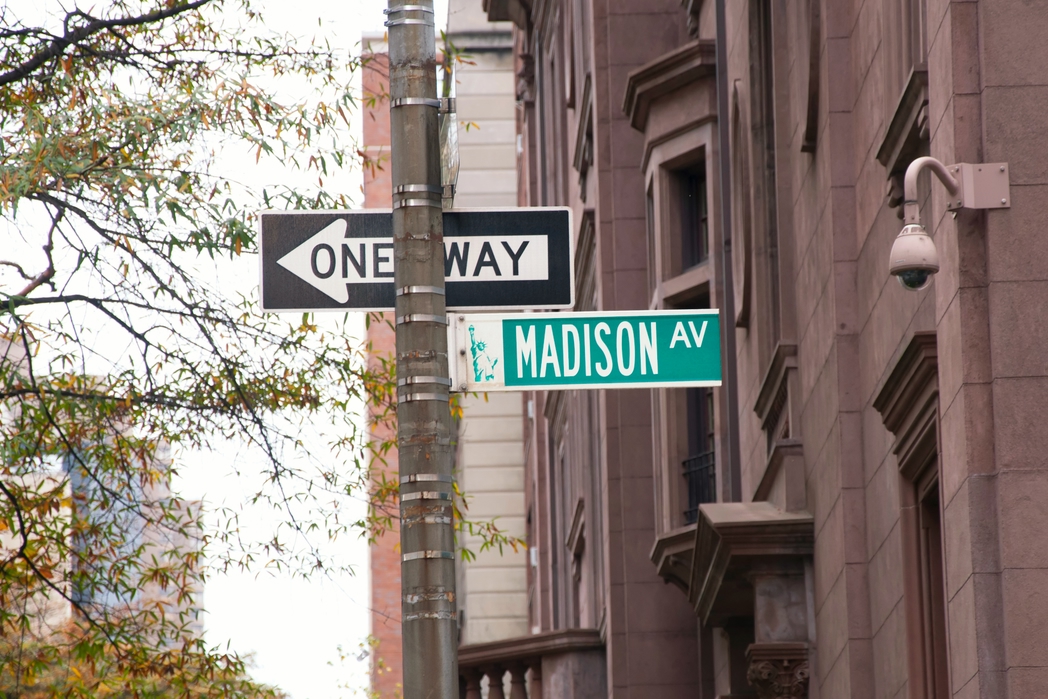 Sign for Madison Avenue in Manhattan - one of the best places to shop in Manhattan