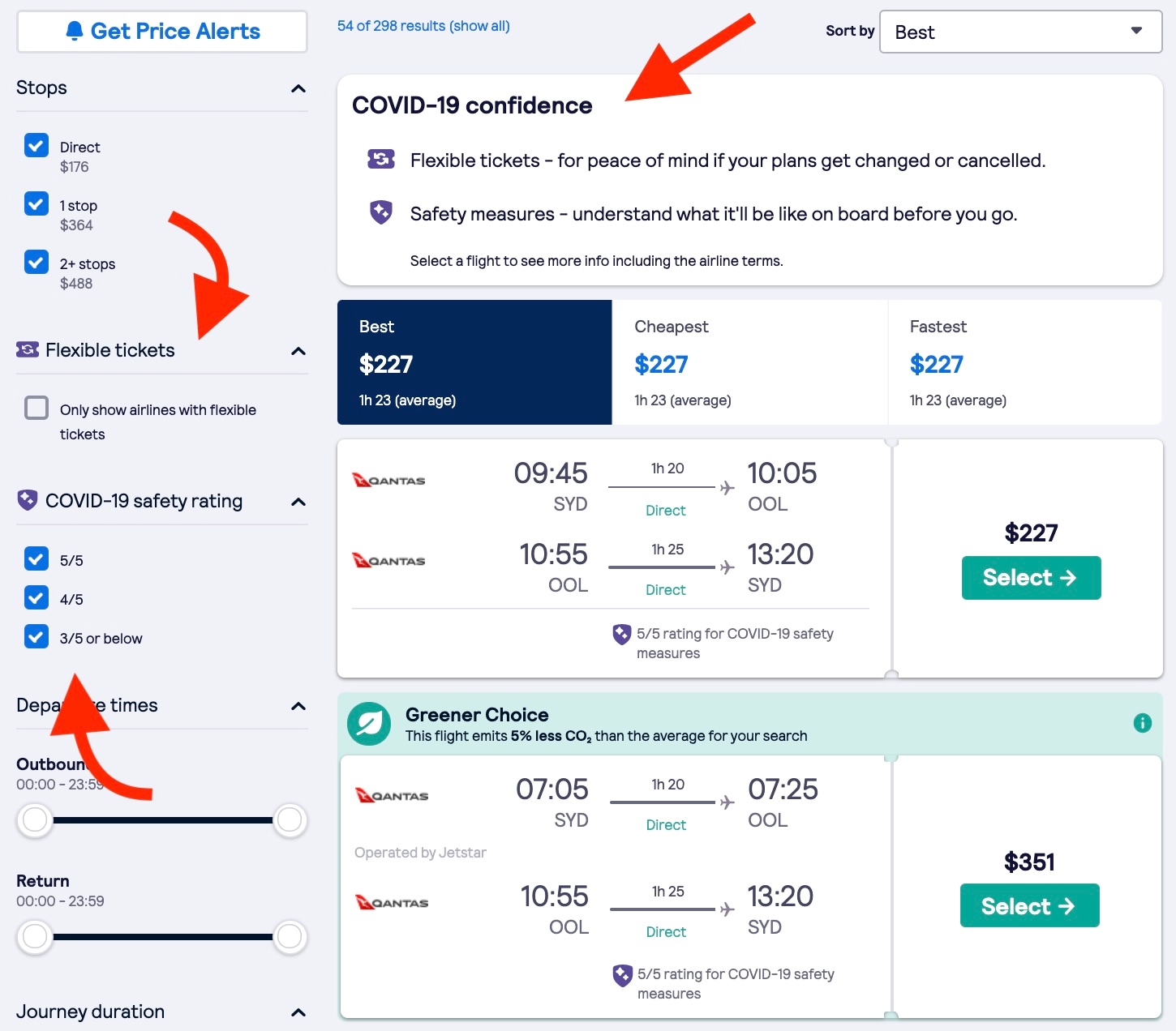 Skyscanner website screenshot of filters for finding Black Friday flights and Cyber Monday deals