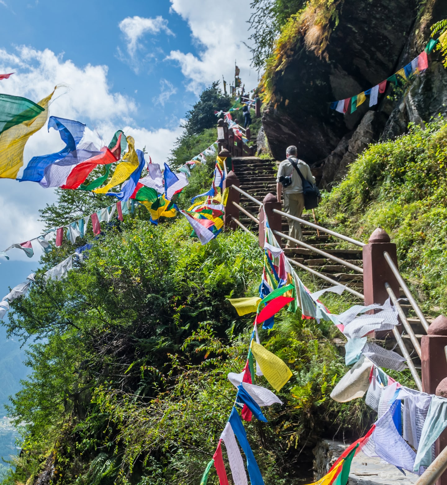 The path up to Taktsang monastery – a temple located on a cliff above Paro, Bhutan