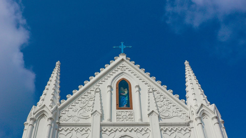 An image of the top of the Velankanni Church