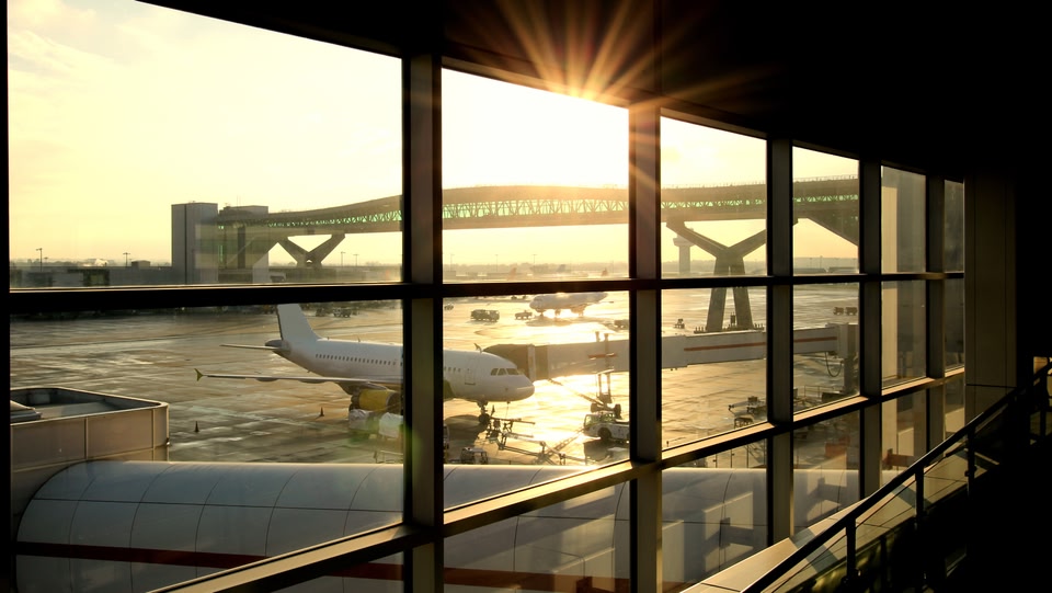 An airplane waiting to be boarded 
