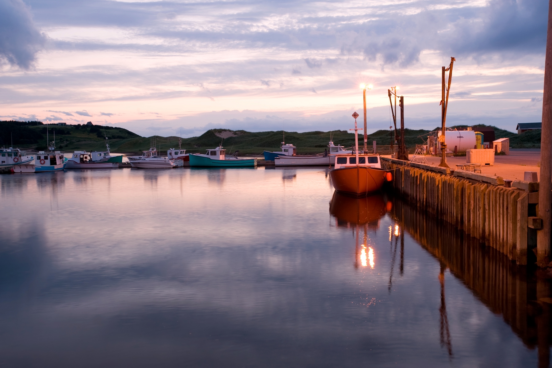 boats on the dock in Nova Scotia