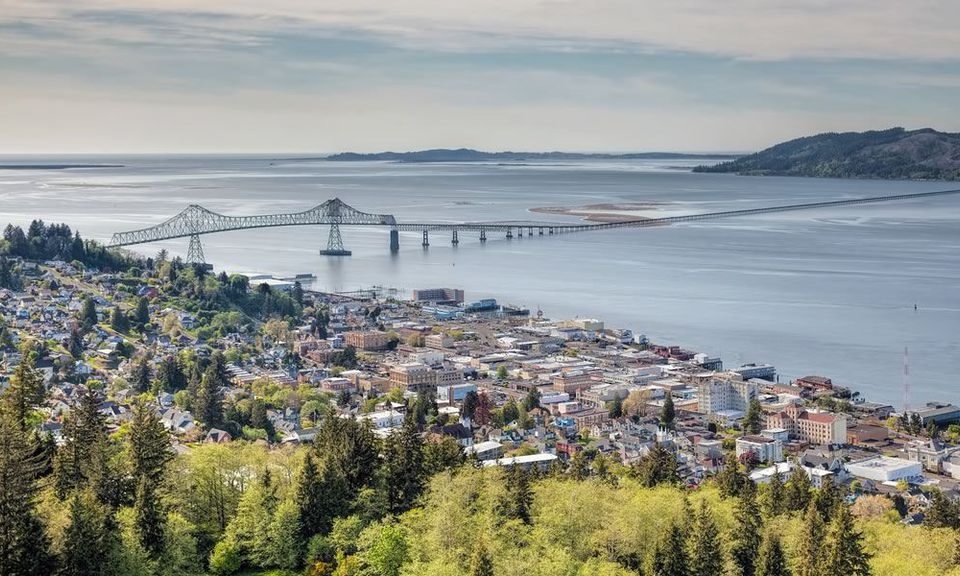 A view of Astoria and the Cannery Pier Hotel from above.
