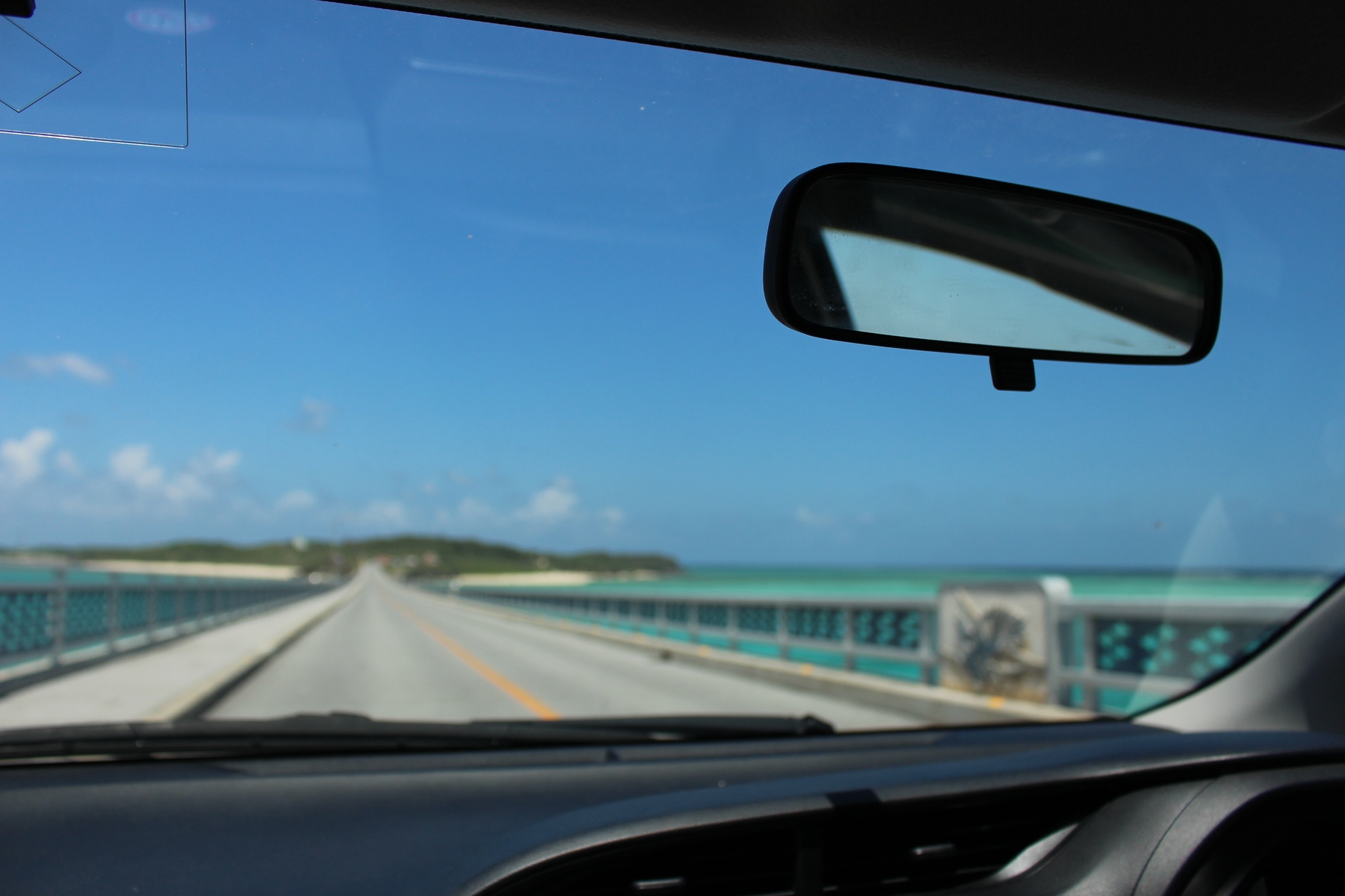 view of front mirror of car