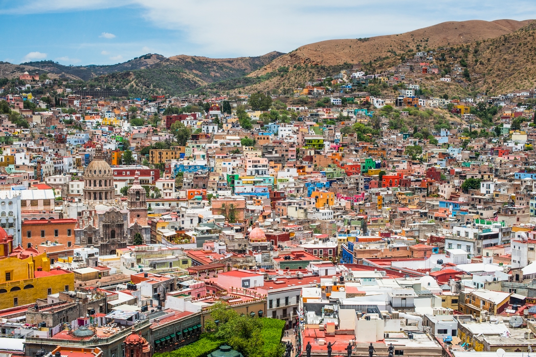 Aerial view of Guanajuato cityscape, Guanajuato, Mexico