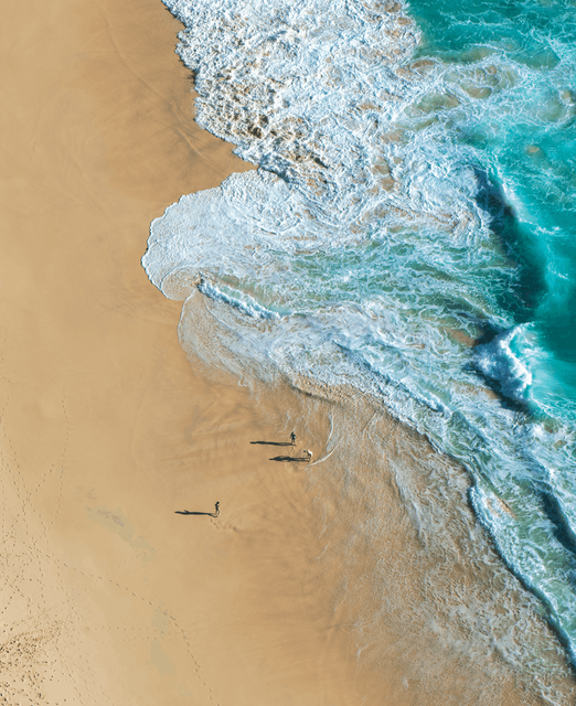 A view of the beach and swell of the tide