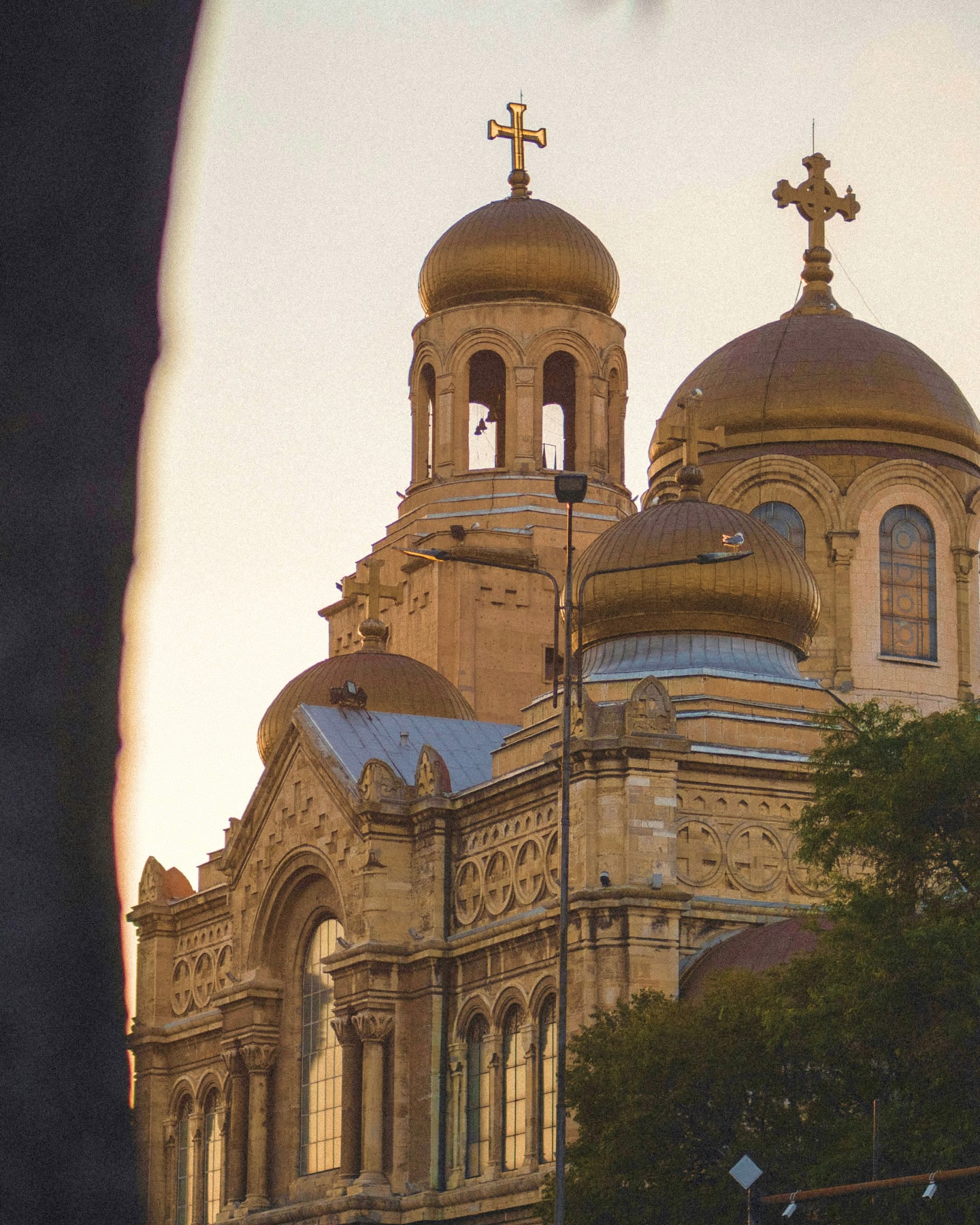 Image from ground level looking up at the Cathedral of the Assumption of the Virgin in Varna, Bulgaria