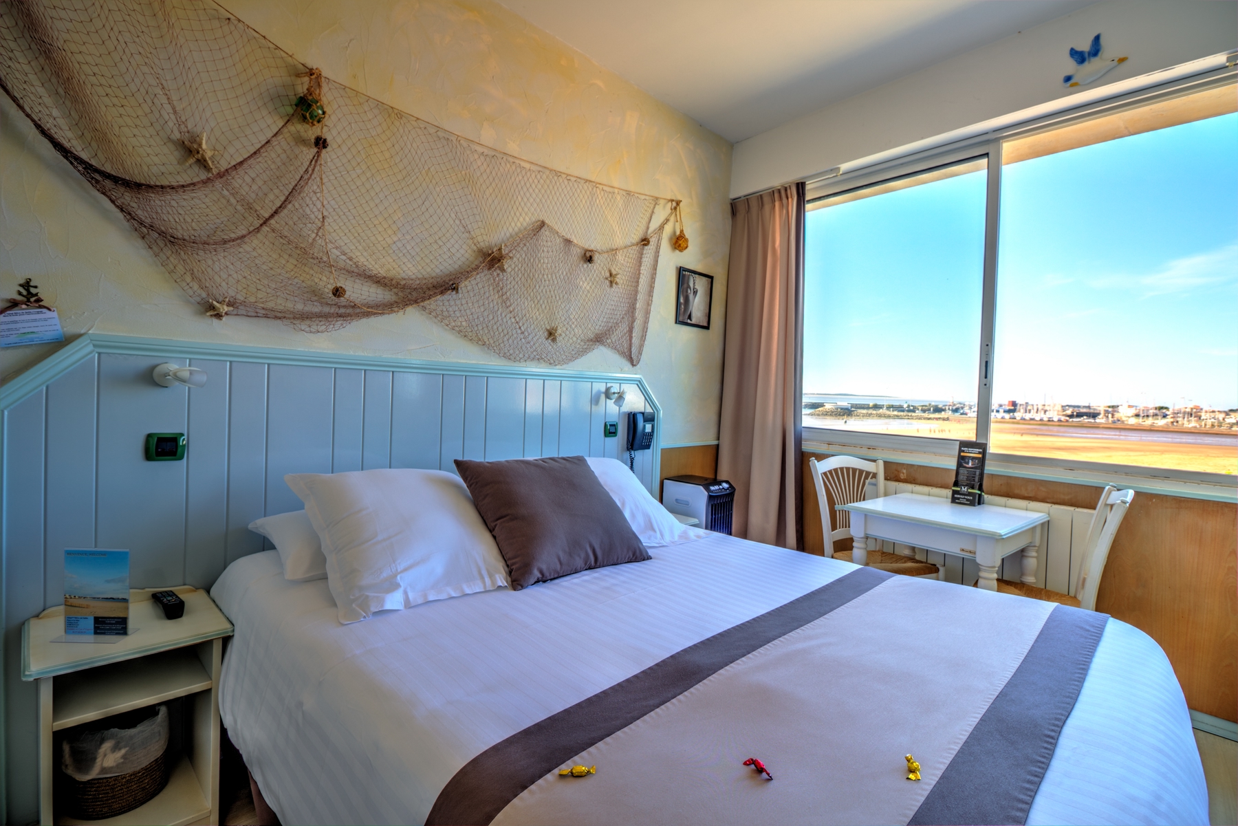 Vue sur la plage d'une chambre de l'hôtel Rêve de Sable