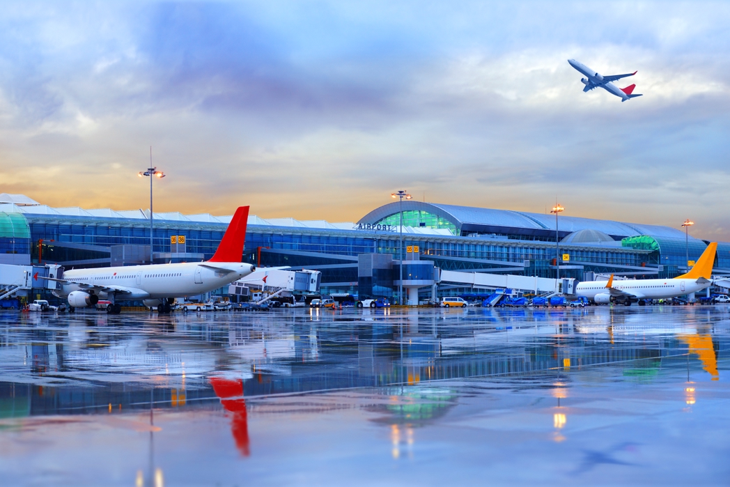airplanes at an airport 