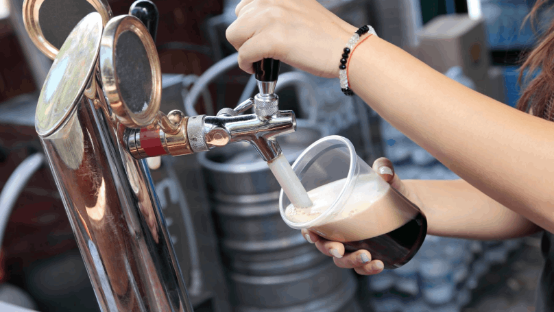A pint of Guinness being poured