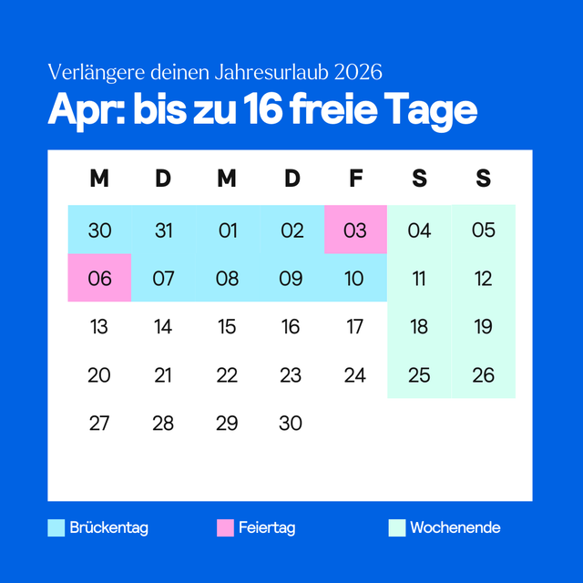 Feiertage und Brückentage im April