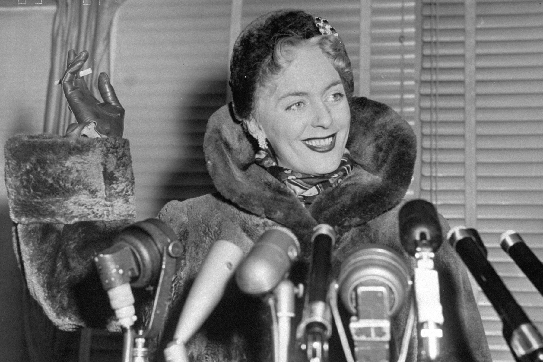 black and white photo of Christine Jorgensen, an important figure in queer history